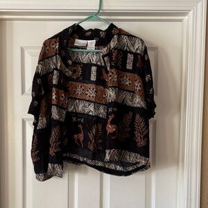 Women's Black and Brown Patterned Jacket